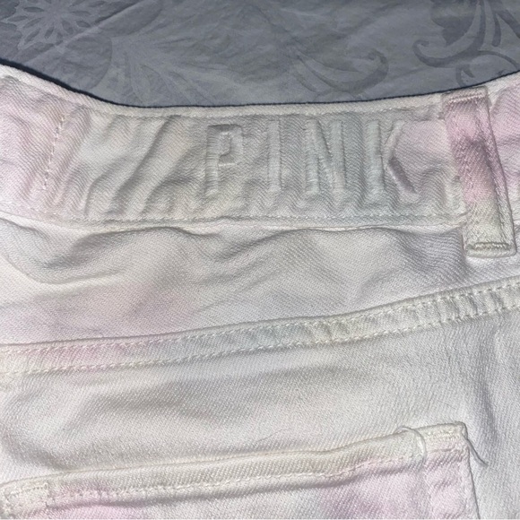 PINK Sequin Denim Shorts Tie Dyed Victoria’s Secret Pastel Jean Cutoff Sparkly 8 - Picture 6 of 9